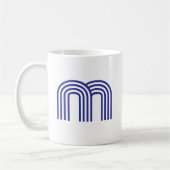 Mug Monogramme Initial Monogrammé Bleu Moderne Simple (Gauche)