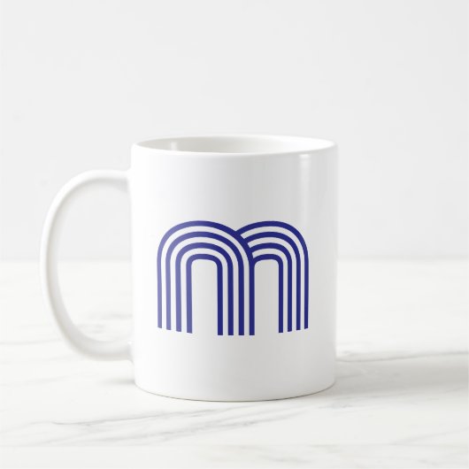 Mug Monogramme Initial Monogrammé Bleu Moderne Simple (Gauche)