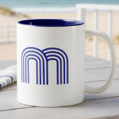 Mug Monogramme Initial Monogrammé Bleu Moderne Simple