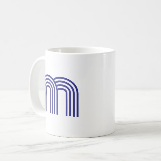 Mug Monogramme Initial Monogrammé Bleu Moderne Simple (Devant gauche)