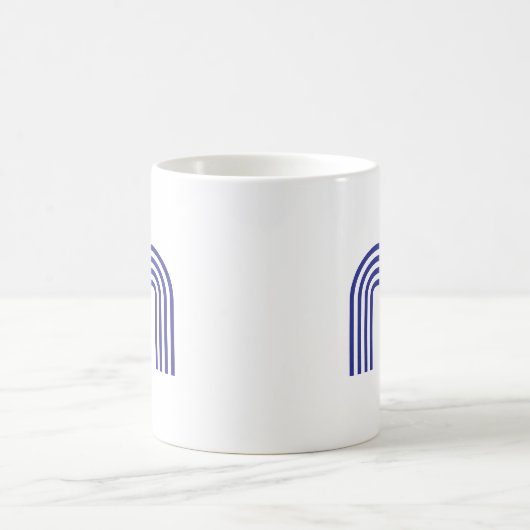 Mug Monogramme Initial Monogrammé Bleu Moderne Simple (Centre)