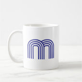 Mug Monogramme Initial Monogrammé Bleu Moderne Simple (Gauche)