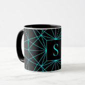 Mug Monogramme Initial | Motif Géométrique Turquoise (Devant gauche)