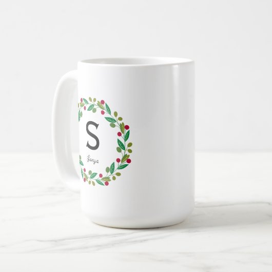 Mug Monogramme initial - Noël (Devant gauche)
