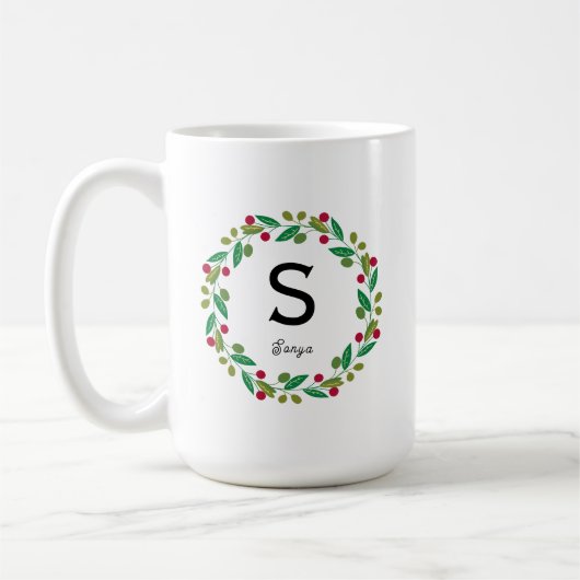 Mug Monogramme initial - Noël (Gauche)