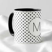 Mug Monogramme Initial Noir et Blanc Moderne à Points