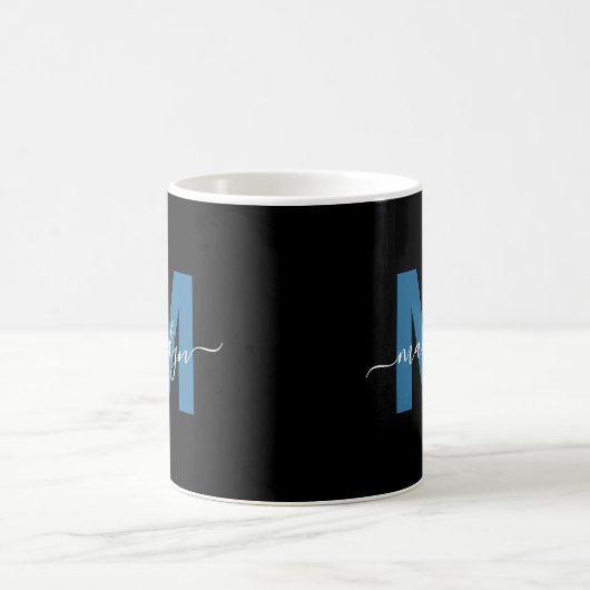 Mug Monogramme Initial Nom Bleu (Centre)