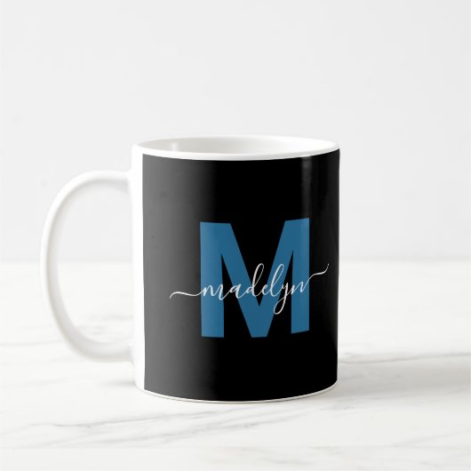 Mug Monogramme Initial Nom Bleu (Gauche)