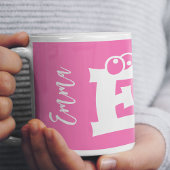 Mug Monogramme initial nom écriture moderne rose
