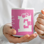 Mug Monogramme initial nom écriture moderne rose