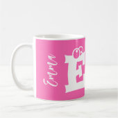 Mug Monogramme initial nom écriture moderne rose (Gauche)