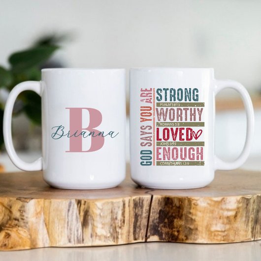 Mug Monogramme Initial Nom Foi Chrétienne