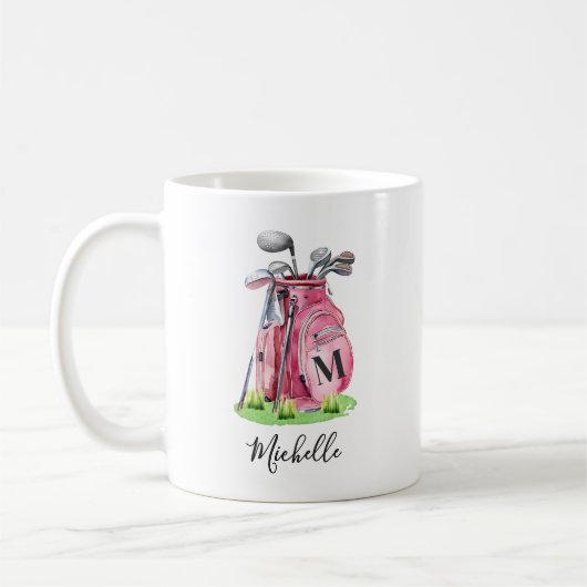 Mug Monogramme Initial Nom Rose (Gauche)