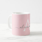 Mug Monogramme Initial Nom Rose Blanc Écriture Élégant (Devant gauche)