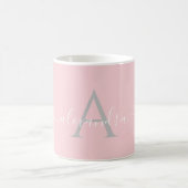 Mug Monogramme Initial Nom Rose Blanc Écriture Élégant (Centre)