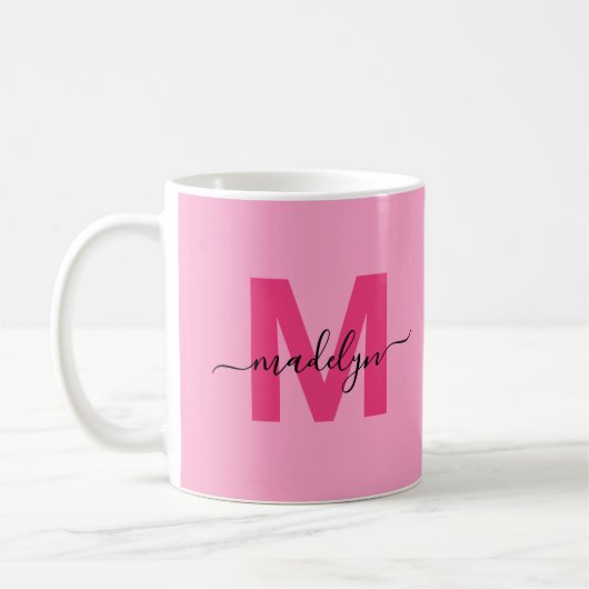 Mug Monogramme Initial Nom Rose Chaud (Gauche)