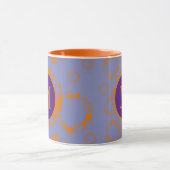 Mug Monogramme initial orange violet Carrés cercles Mu (Centre)