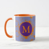 Mug Monogramme initial orange violet Carrés cercles Mu (Gauche)