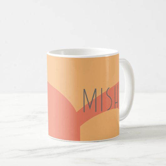 Mug monogramme initial pêche nom rose moderne (Devant droit)