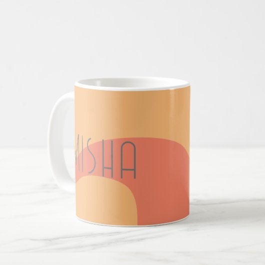 Mug monogramme initial pêche nom rose moderne (Devant gauche)