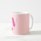 Mug Monogramme Initial Personnalisé Rose & Fuchsia (Devant droit)