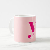 Mug Monogramme Initial Personnalisé Rose & Fuchsia (Devant gauche)