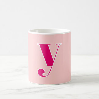 Mug Monogramme Initial Personnalisé Rose & Fuchsia 