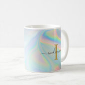 Mug Monogramme Initial Script Holographique Moderne Ma (Devant droit)