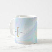 Mug Monogramme Initial Script Holographique Moderne Ma (Devant gauche)