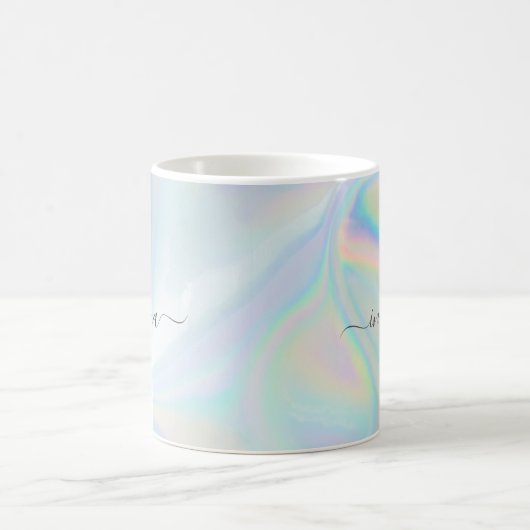 Mug Monogramme Initial Script Holographique Moderne Ma (Centre)