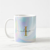 Mug Monogramme Initial Script Holographique Moderne Ma (Gauche)
