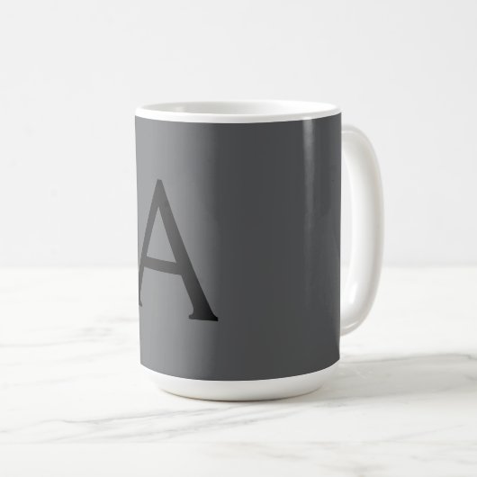 Mug Monogramme Initial Simple Gris Classique Ajouter u (Devant droit)
