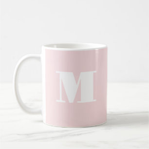 Mug Monogramme Initial Simple Rose Pâle
