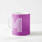 Mug Monogramme initial Violet gras violet et blanc (Devant gauche)