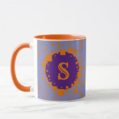 Mug Monogramme Initial Violet Orange Digital Bits Art (Gauche)
