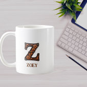 Mug Monogramme Initial Z en Cuir Occidental Travaillé