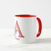Mug Monogramme Initiale A Floral (Devant droit)