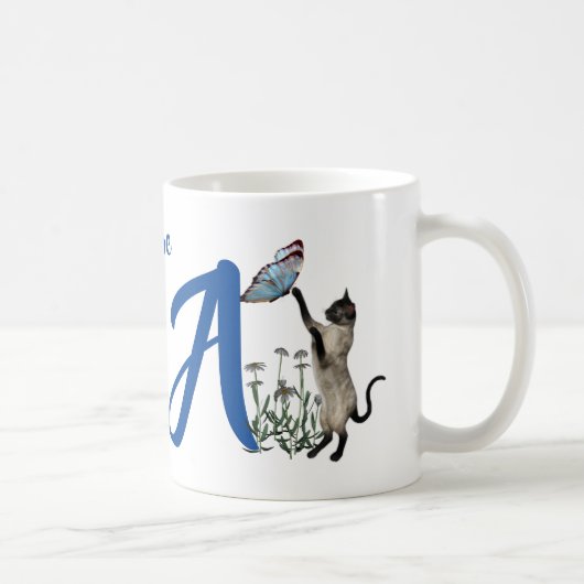 Mug Monogramme Initiale A Personnalisé Chat Siamois (Droite)