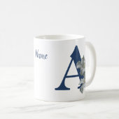 Mug Monogramme initiale A personnalisé de fleur d'Hibi (Devant droit)
