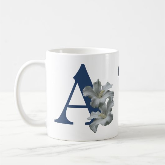 Mug Monogramme initiale A personnalisé de fleur d'Hibi (Gauche)