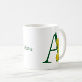 Mug Monogramme initiale A personnalisé narcisse (Devant droit)