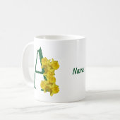 Mug Monogramme initiale A personnalisé narcisse (Devant gauche)