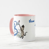 Mug Monogramme Initiale B Chat Siamois Personnalisé (Devant gauche)