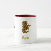 Mug Monogramme Initiale C Élégant Péonie Dorée Personn (Centre)