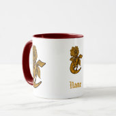 Mug Monogramme Initiale C Élégant Péonie Dorée Personn (Devant gauche)