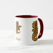 Mug Monogramme Initiale C Élégant Péonie Dorée Personn (Devant droit)