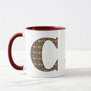 Mug Monogramme Initiale C Floral Vintage Personnalisé