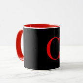 Mug Monogramme Initiale C Rouge à l'Intérieur Noir à l (Devant gauche)