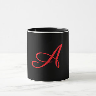 Mug Monogramme Initiale Cursive A Noir