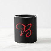 Mug Monogramme Initiale Cursive B Noir  (Centre)